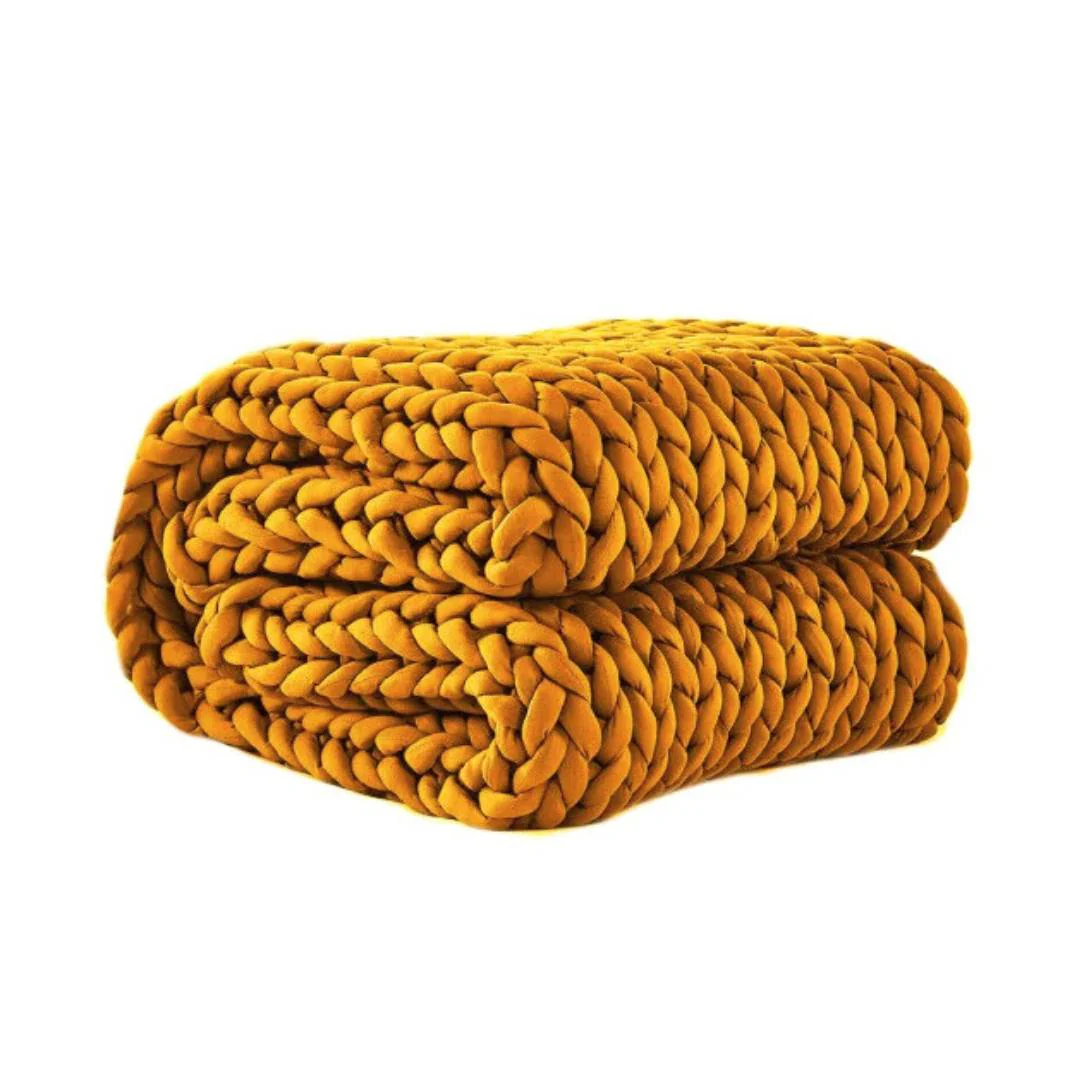REMY Knitted Weighted Blanket - Mustard Yellow (8KG)