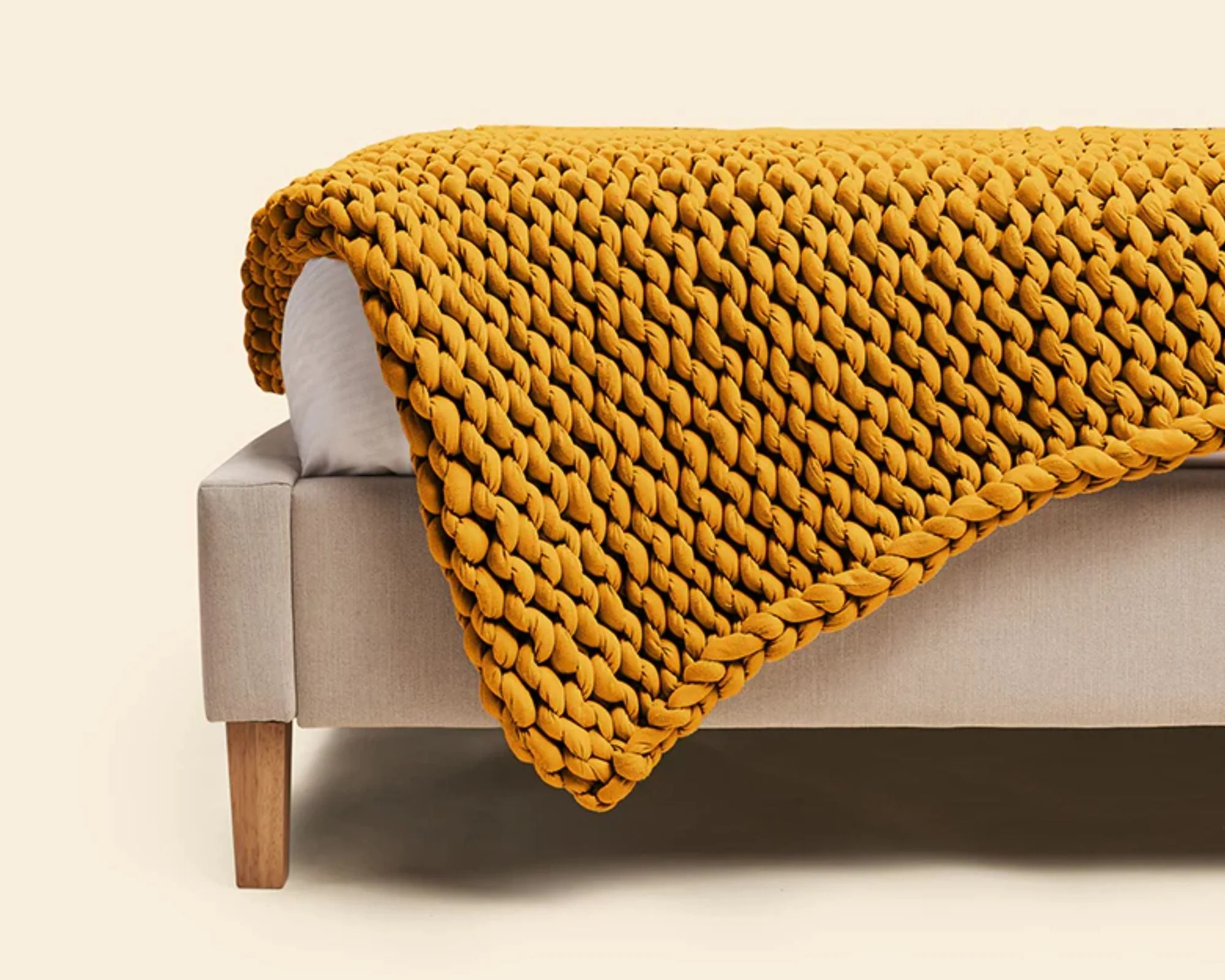 REMY Knitted Weighted Blanket - Mustard Yellow (8KG) - Image 5