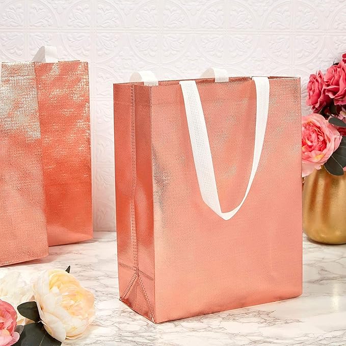 Reusable Grocery Tote Bag for Shopping (Large Rose Gold 20 Pack) - Image 2