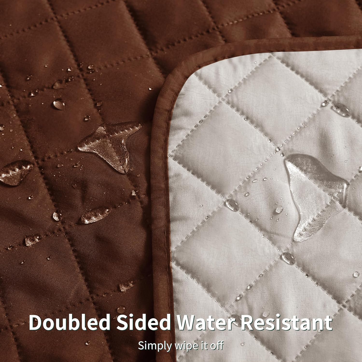 Reversible Sofa Cover for 3 Cushion Couch Non-Slip Furniture Protector - (Chocolate) - Image 5