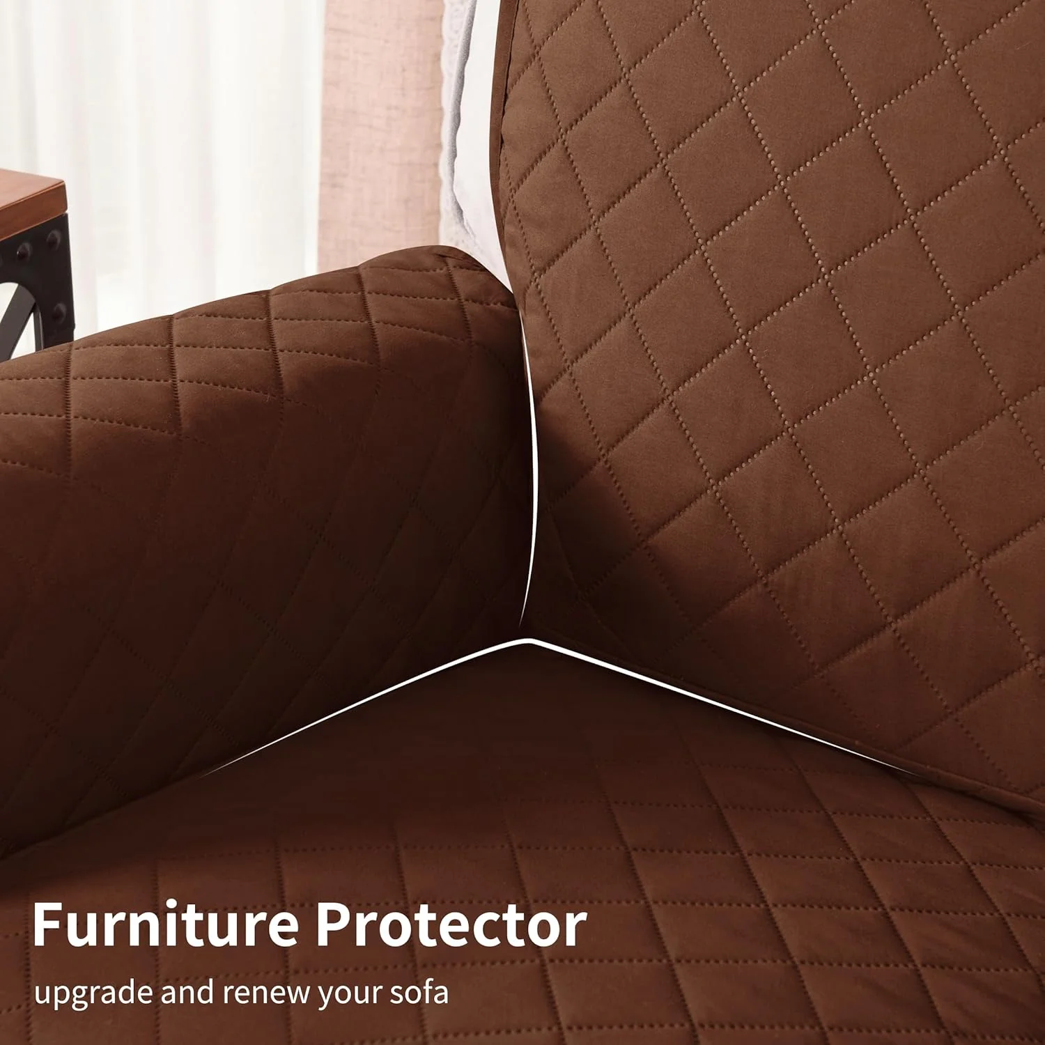 Reversible Sofa Cover for 3 Cushion Couch Non-Slip Furniture Protector - (Chocolate) - Image 8