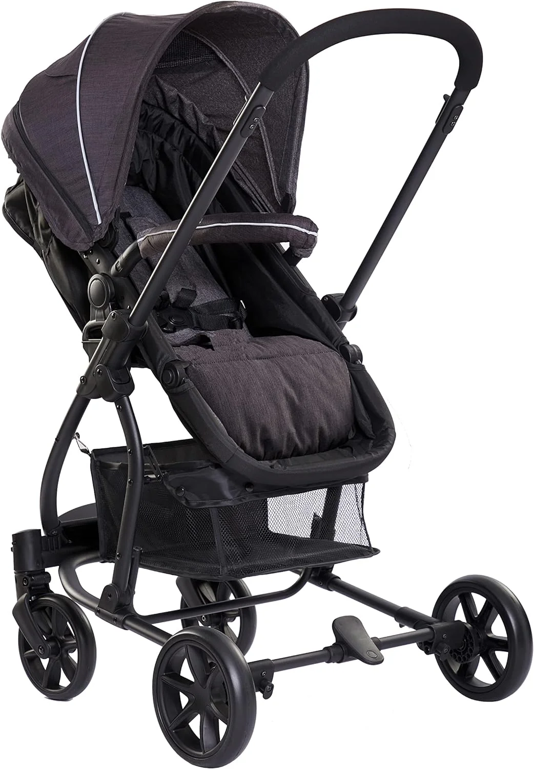 Ricco 2 in 1 Foldable Pram with Reversible Seat - Black - Image 3