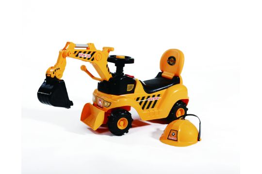 Ricco 2-in-1 Kids Ride on Digger Excavator Grabber Bulldozer with Helmet Foot to Floor Ride On Toy - Image 3