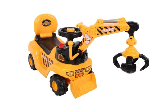 Ricco 2-in-1 Kids Ride on Digger Excavator Grabber Bulldozer with Helmet Foot to Floor Ride On Toy - Image 4