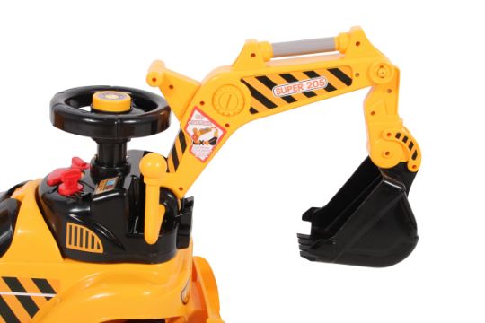 Ricco 2-in-1 Kids Ride on Digger Excavator Grabber Bulldozer with Helmet Foot to Floor Ride On Toy - Image 7