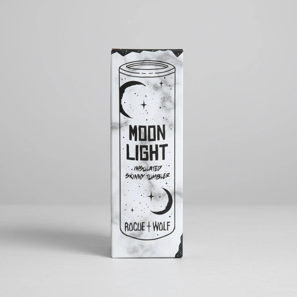 Rogue + Wolf Insulated Skinny Tumbler Moon Light Design 570ml - Image 2