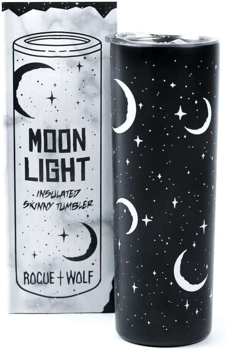 Rogue + Wolf Insulated Skinny Tumbler Moon Light Design 570ml - Image 4