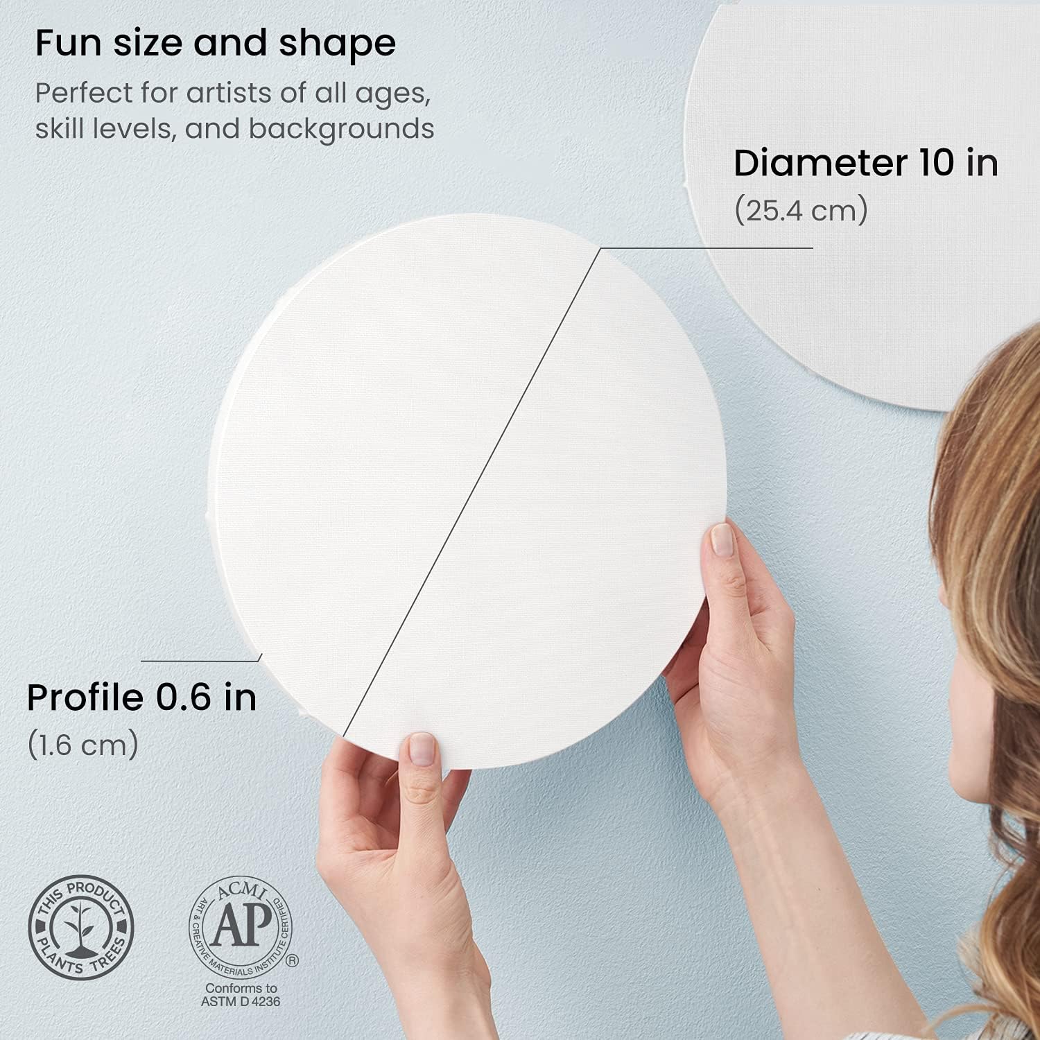 Round Blank Canvases For Painting - 8 Pack (25.4 CM) - Image 3