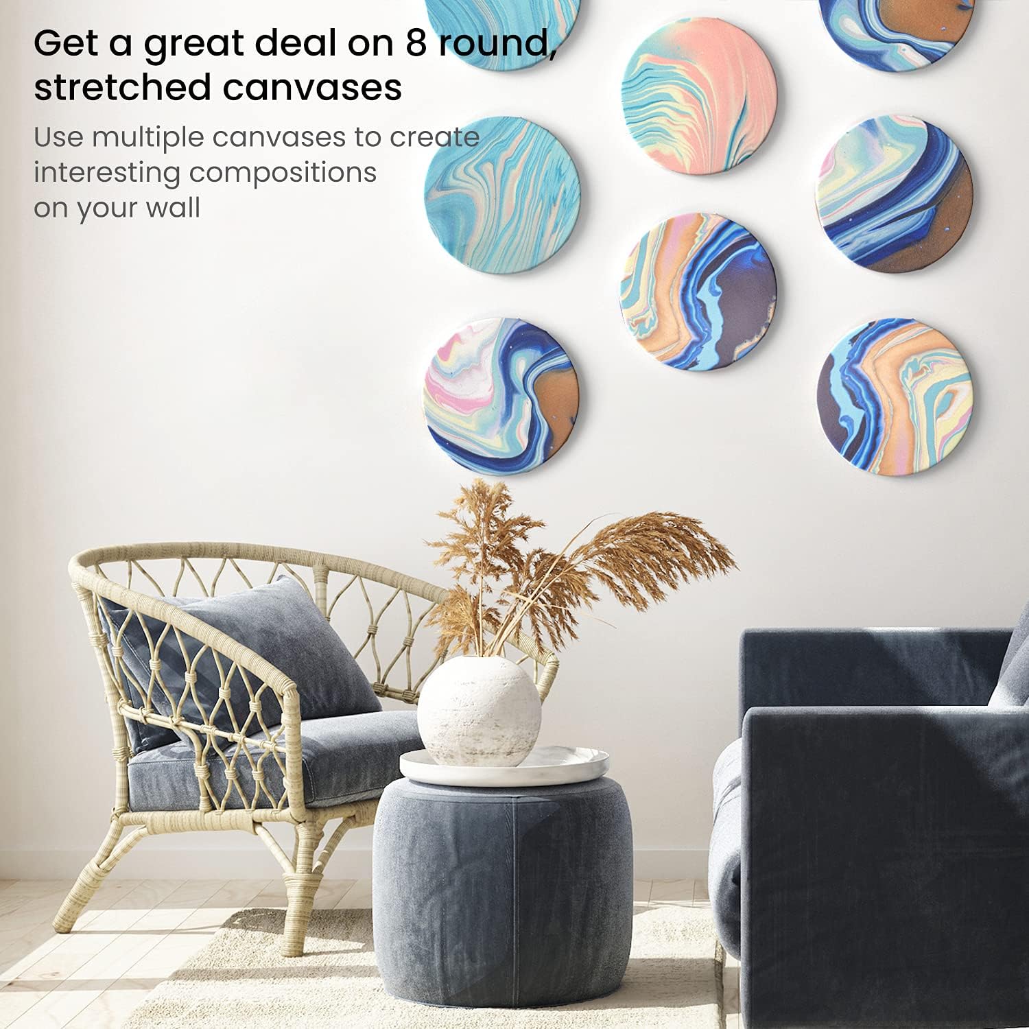 Round Blank Canvases For Painting - 8 Pack (25.4 CM) - Image 7