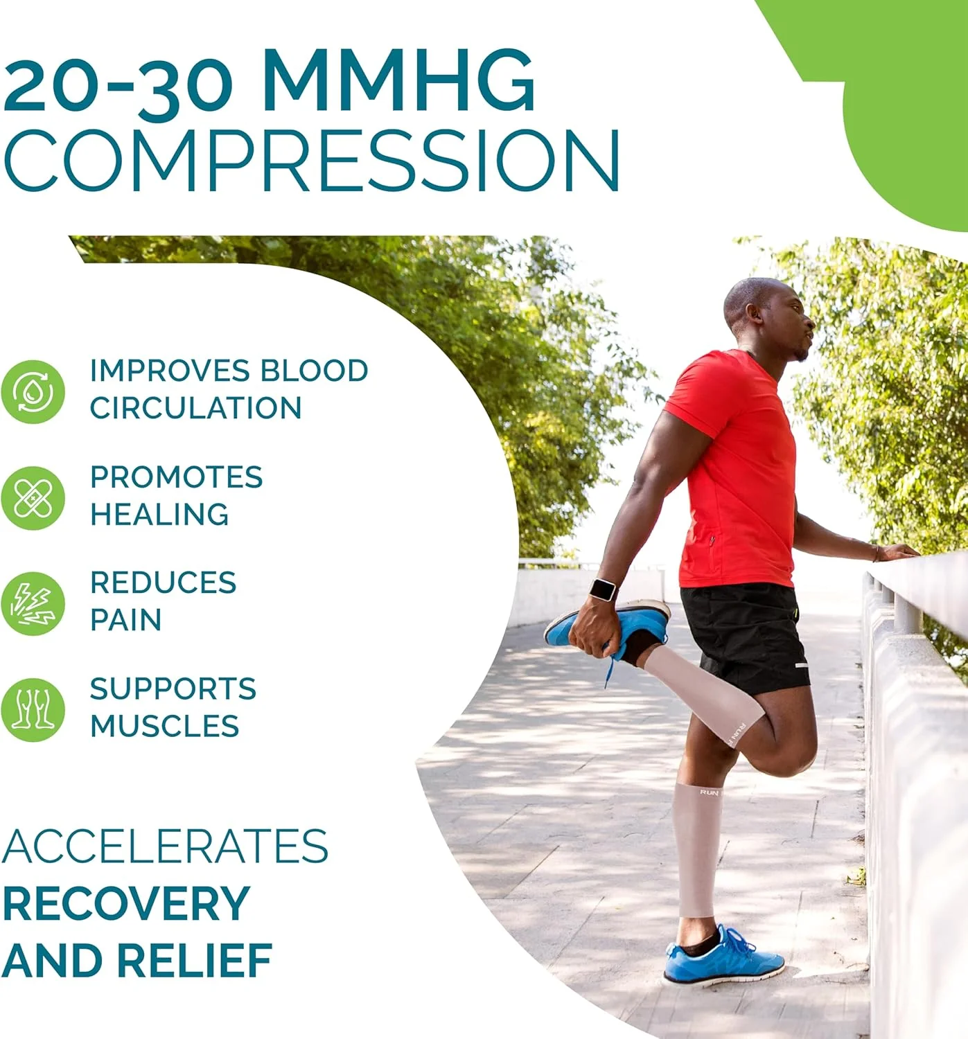 Run Forever Calf Compression Sleeves - Various Sizes (Nude) - Image 4