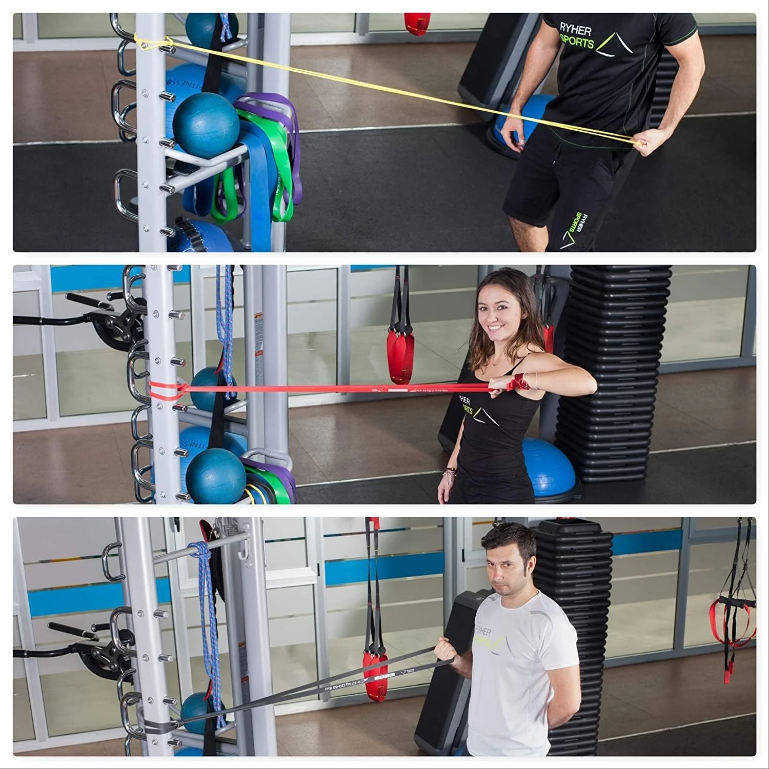 Ryher Fitness Resistance Bands for Fitness, Crossfit, Pilates - 3 Pack - Image 6