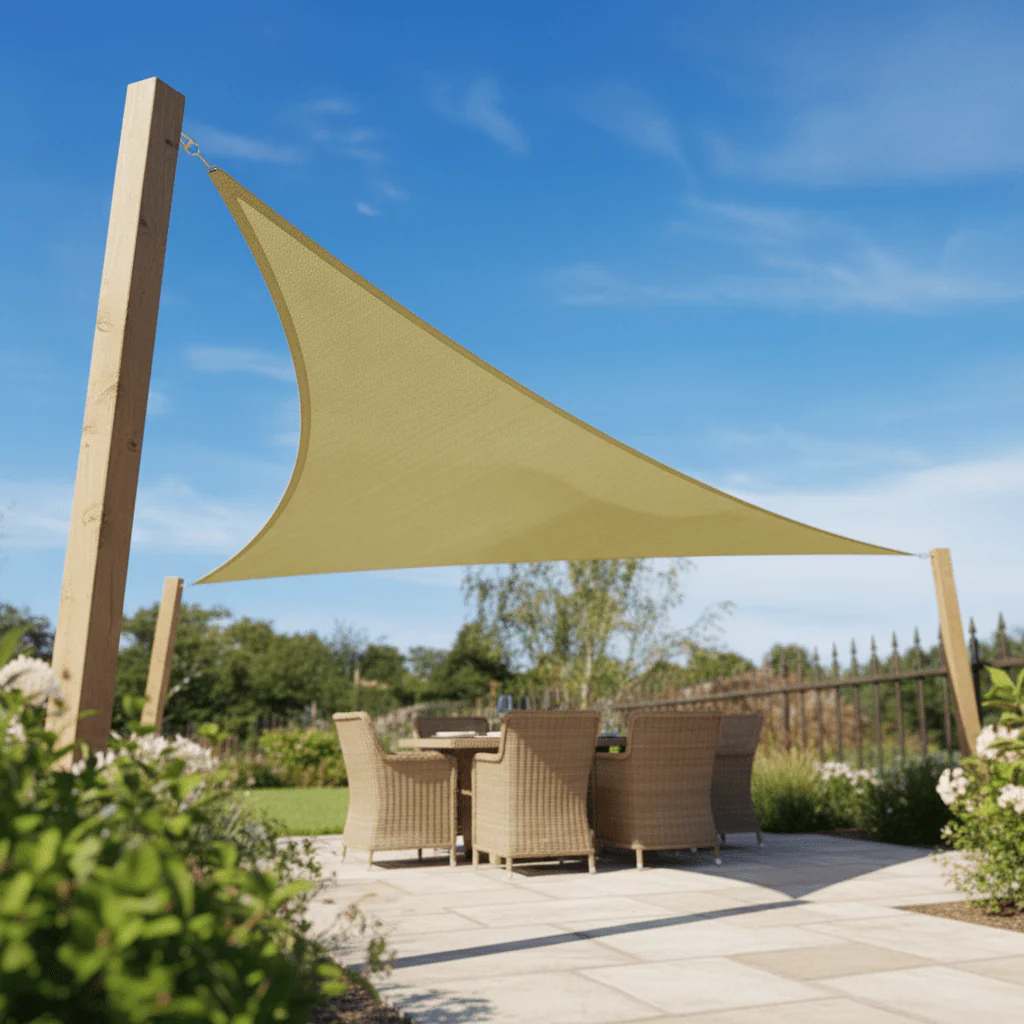 Sand Triangle Shade Sail UV & Mildew Resistant with Ropes 3.6m - Image 2