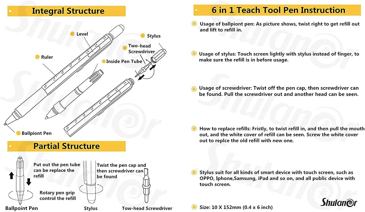 Shulaner 6 in 1 Ballpoint Pen - Image 6