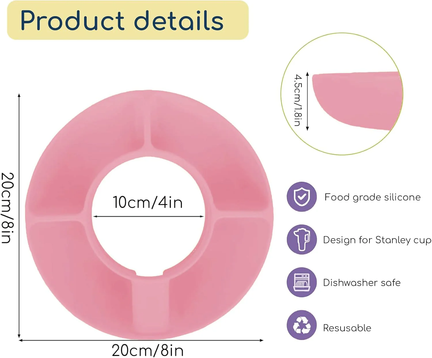 Silicone Snack Bowl for Stanley Cup - Pink - Image 3