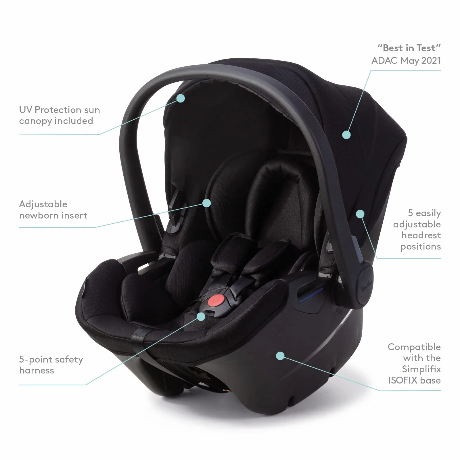 Silver Cross Simplicity Plus Baby Car Seat - Black - Image 3