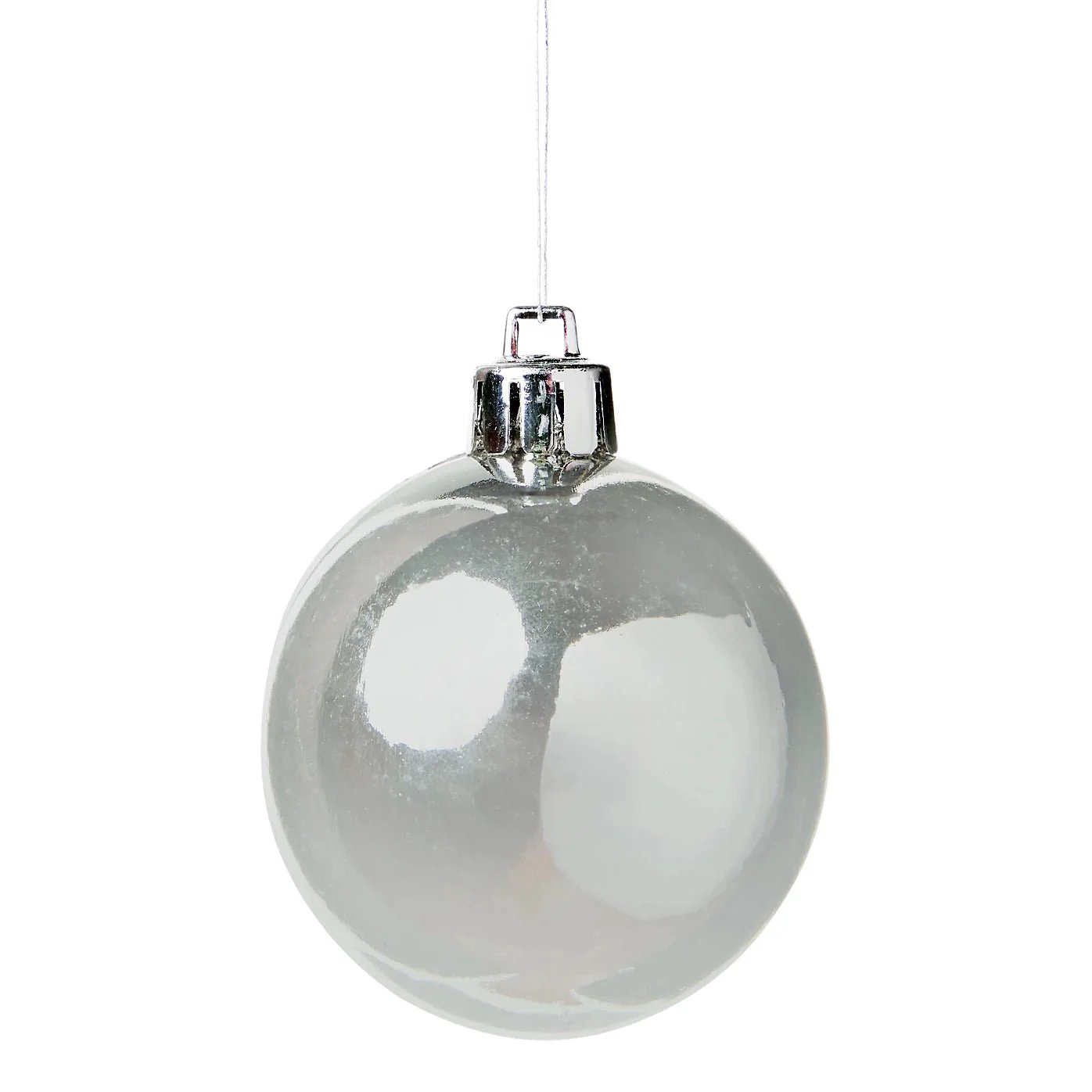 Silver effect Plastic Round Christmas Baubles - Set of 8 - Image 3