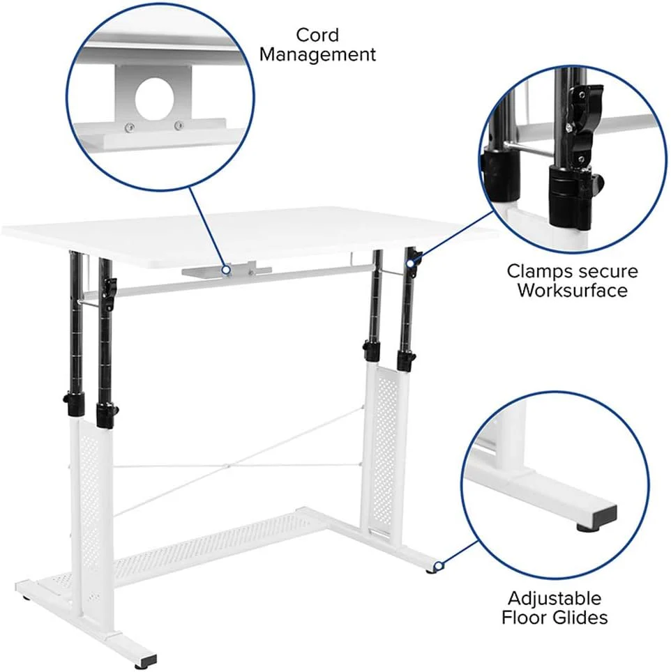 Sit to Stand Adjustable Home Office Desk - White - Image 5