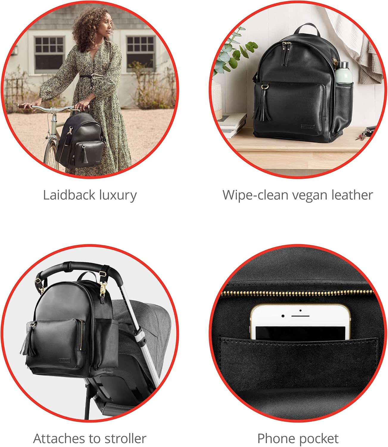 Skip Hop Diaper Nappy Bag Backpack Greenwich - Black - Image 4