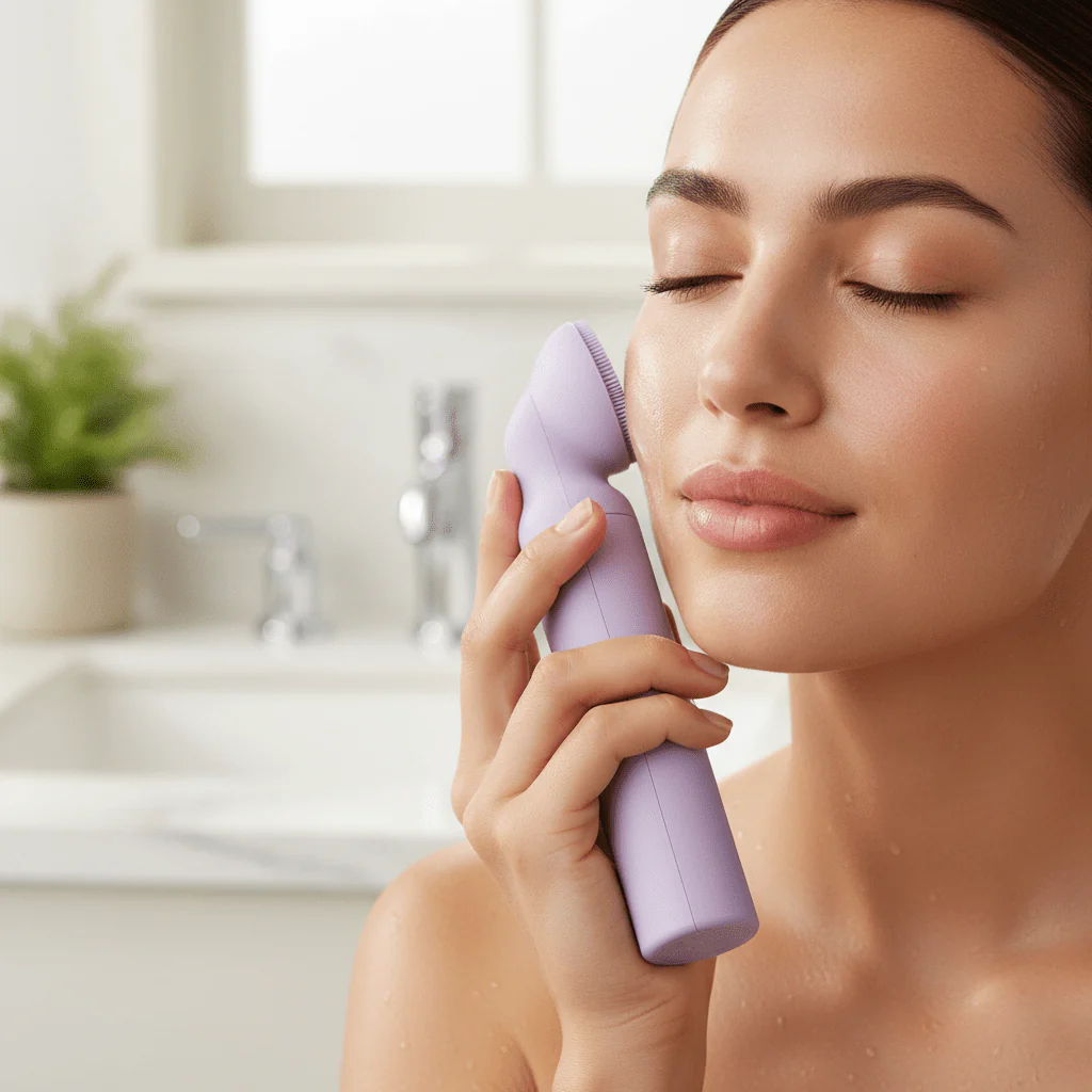 Skyncare Mini Sonic Silicone Facial Cleanser - Lilac - Image 4