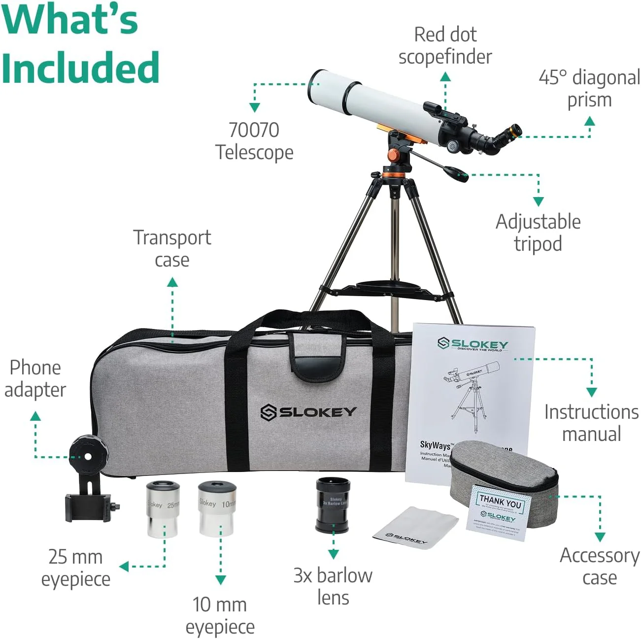 Skyways 70070 Astronomy Telescope Beginners - White - Image 4