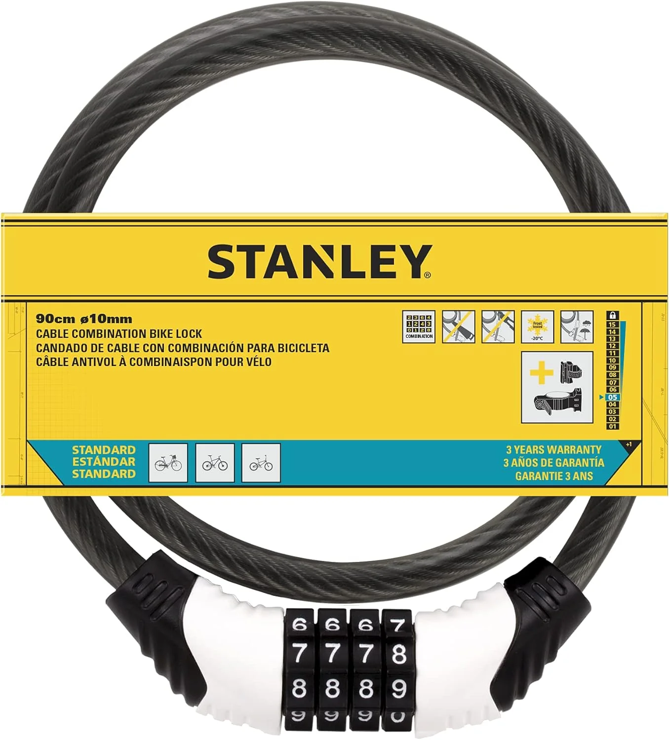 Stanley Combination Bike Lock 10mm x 900mm S741-151 - Image 2