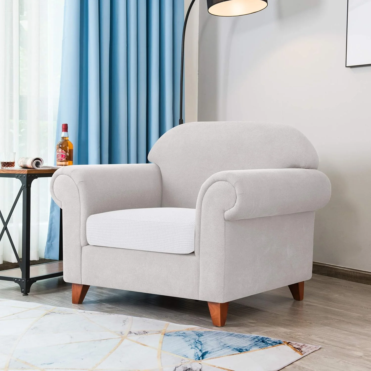 Stretch Seat Slipcover for Armchair - White - Image 3