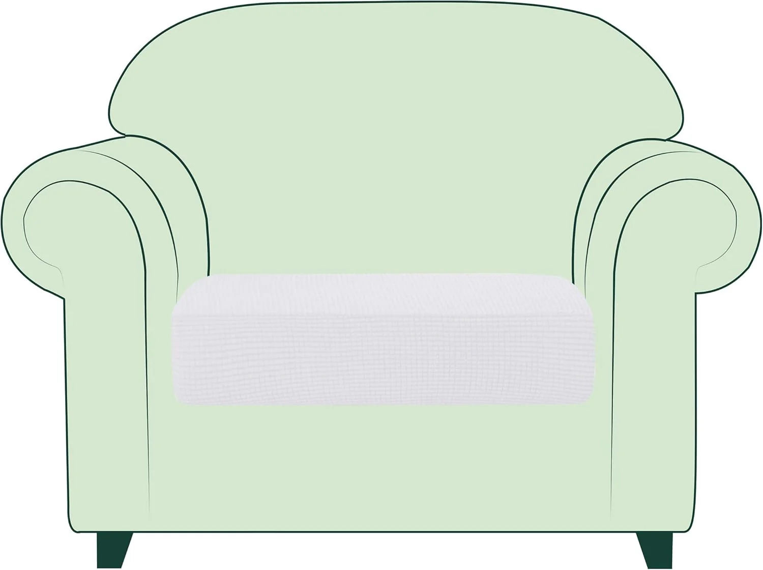 Stretch Seat Slipcover for Armchair - White - Image 4