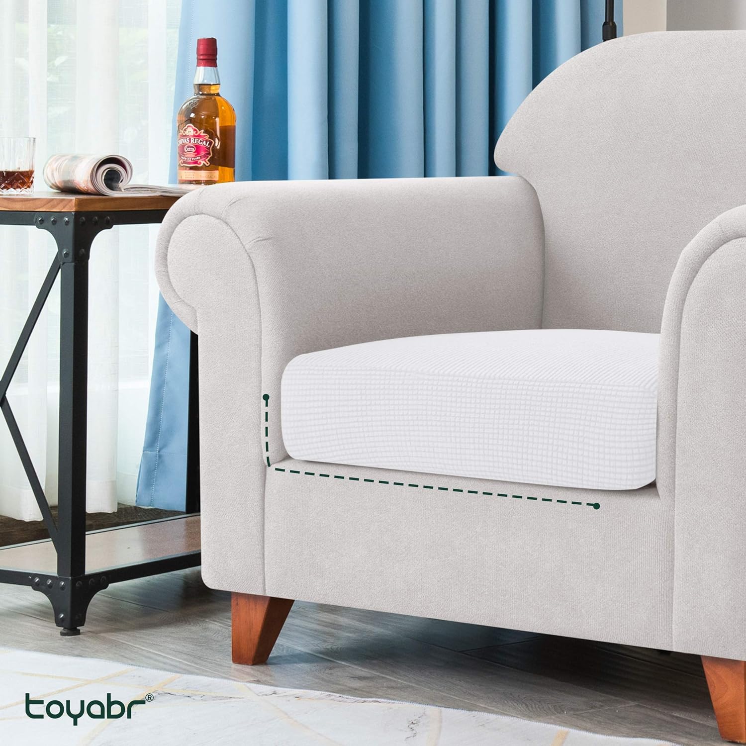 Stretch Seat Slipcover for Armchair - White - Image 6