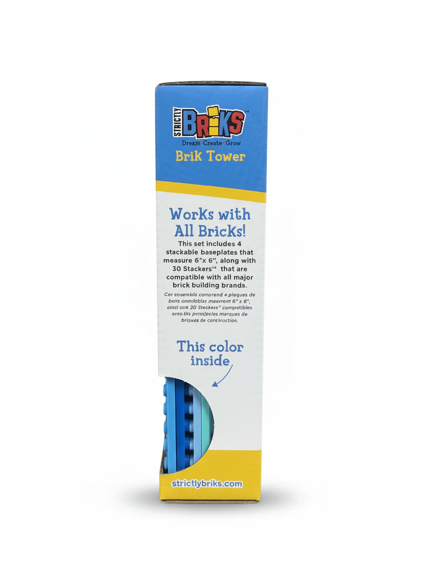 Strictly Briks 15cmx15cm Baseplate Tower Bundle with 30 Stackers - Blue - Image 4