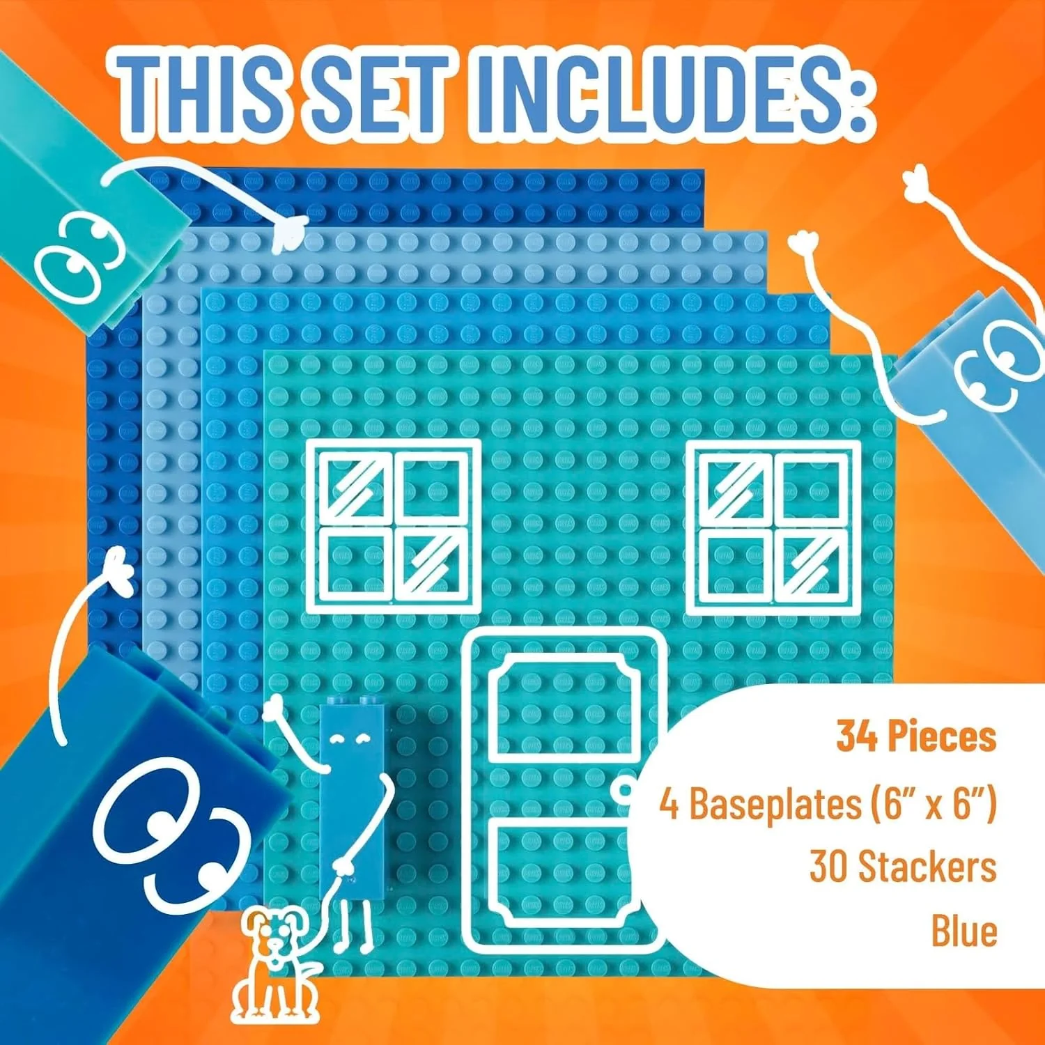 Strictly Briks 15cmx15cm Baseplate Tower Bundle with 30 Stackers - Blue - Image 5