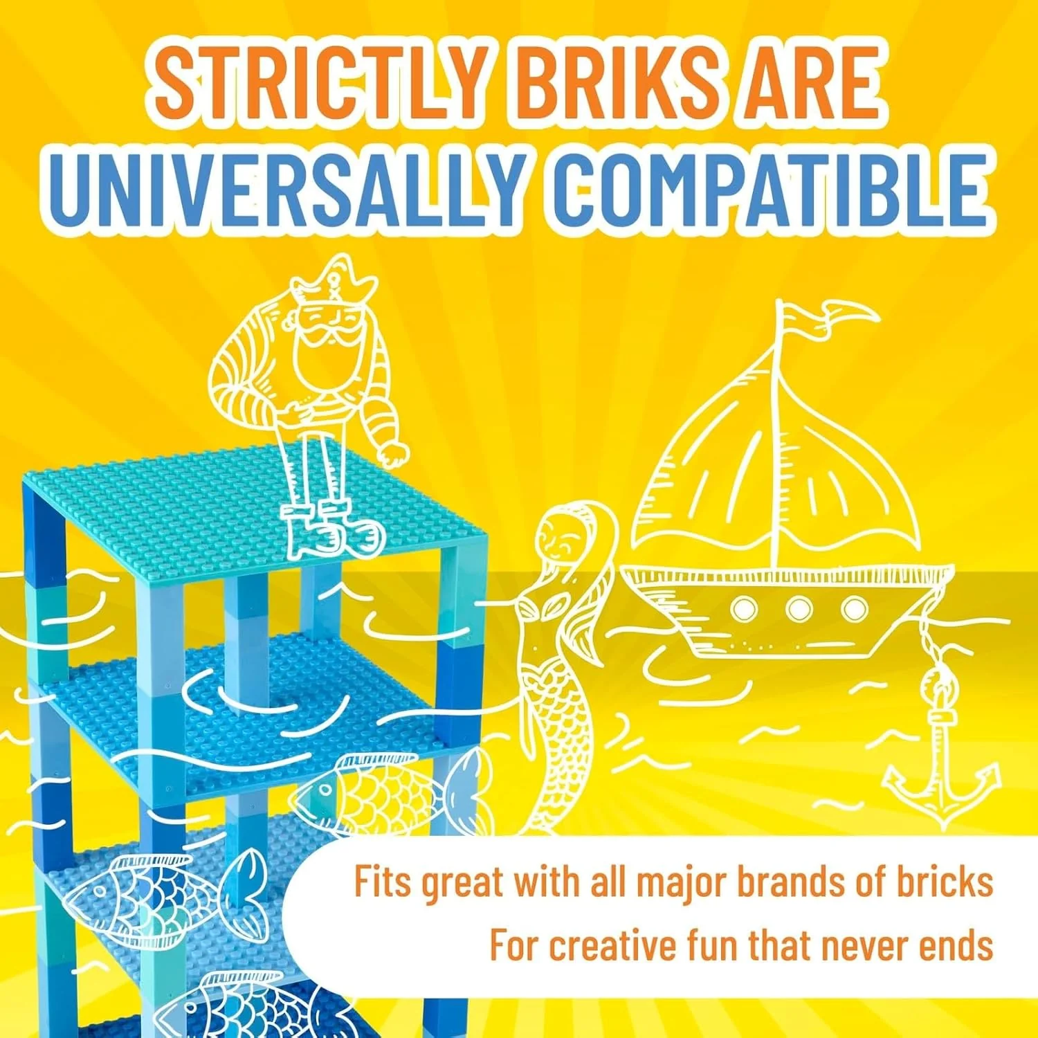 Strictly Briks 15cmx15cm Baseplate Tower Bundle with 30 Stackers - Blue - Image 6