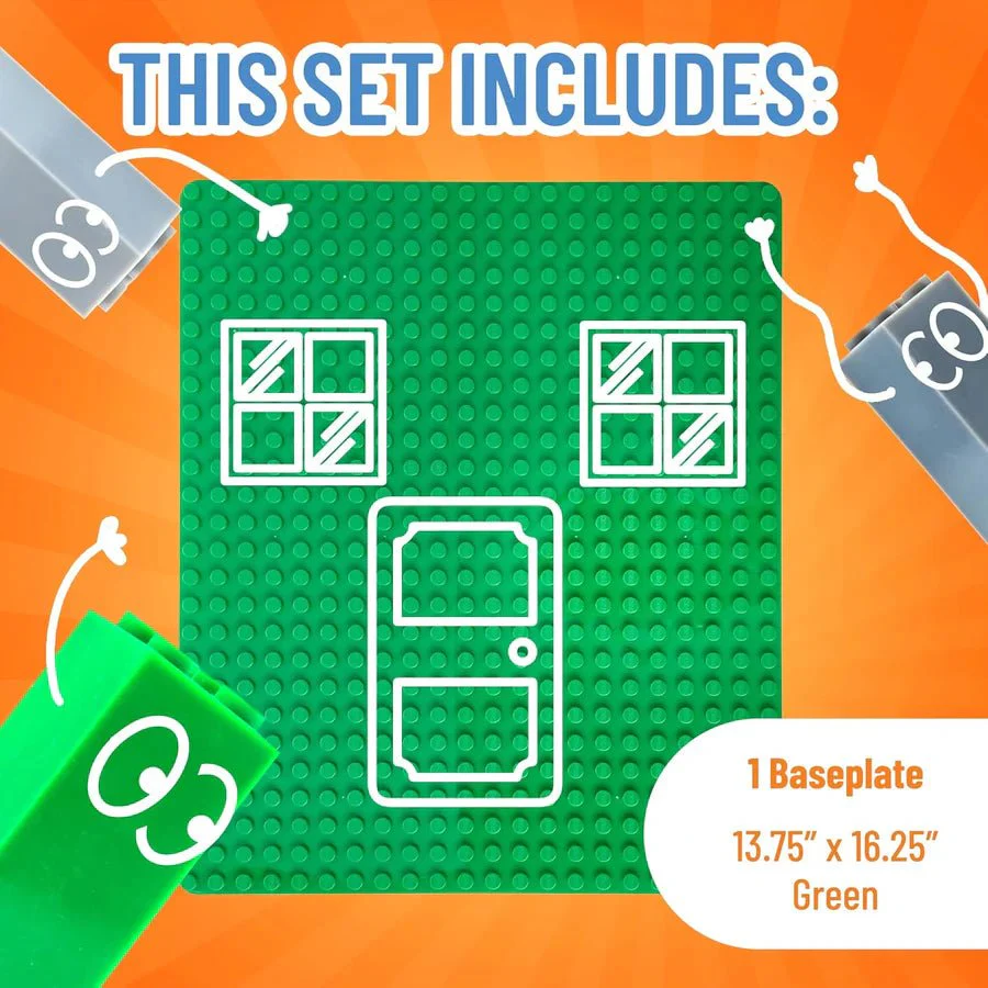 Strictly Briks Baseplate & 16 Piece Brick Set - Green - Image 3
