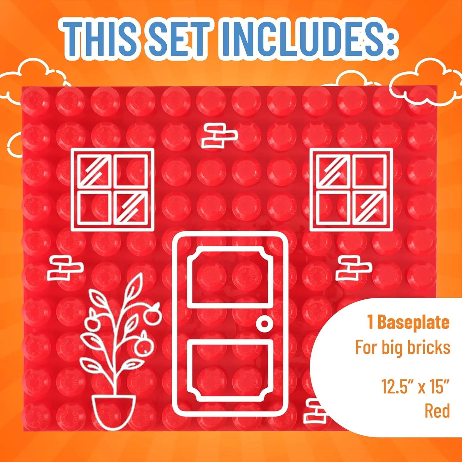 Strictly Briks Beginner Briks Baseplate 12.5"x15" - Red - Image 2