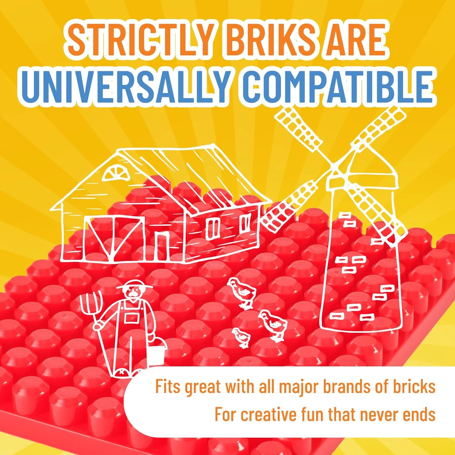 Strictly Briks Beginner Briks Baseplate 12.5"x15" - Red - Image 4