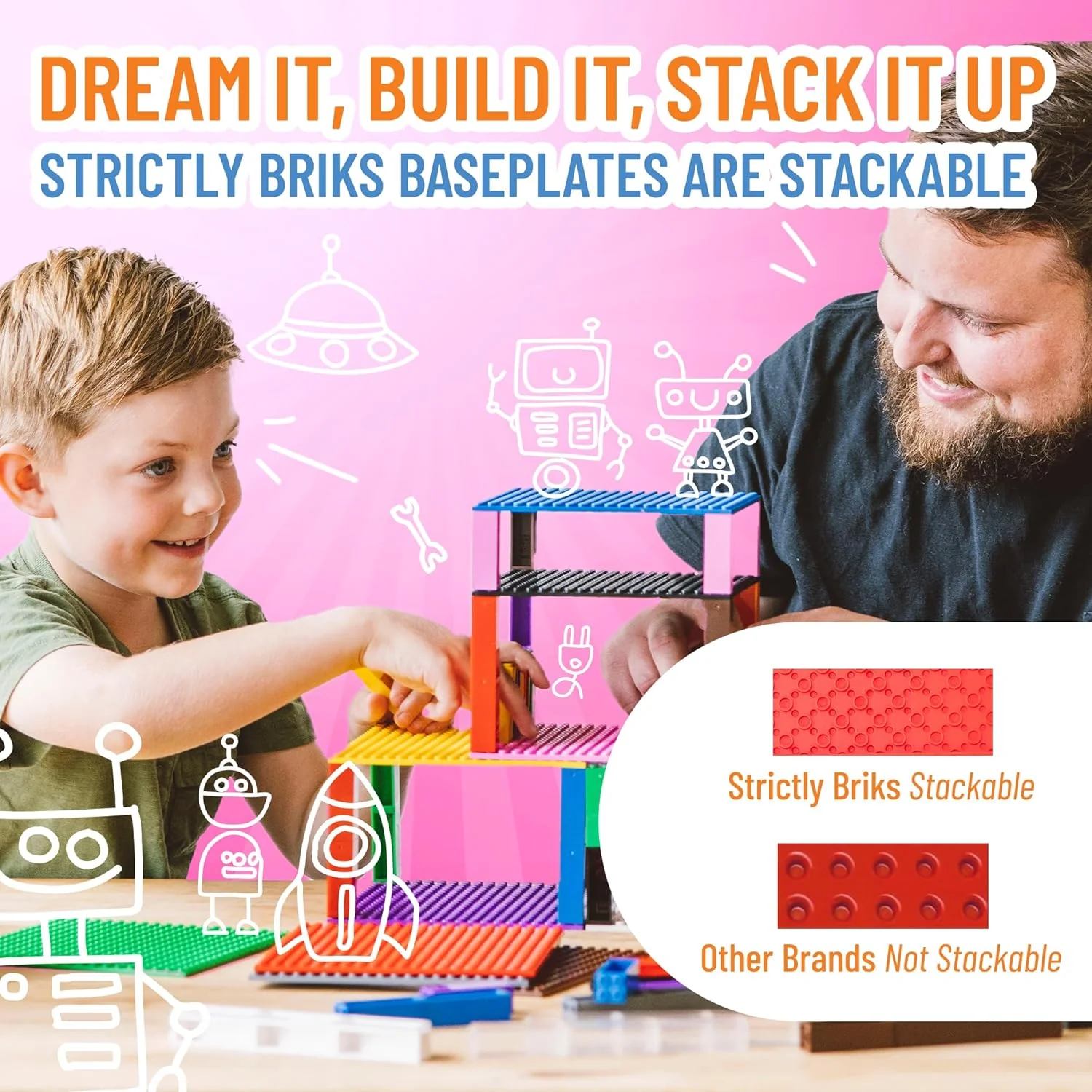Strictly Briks Beginner Briks Baseplate 12.5"x15" - Red - Image 5