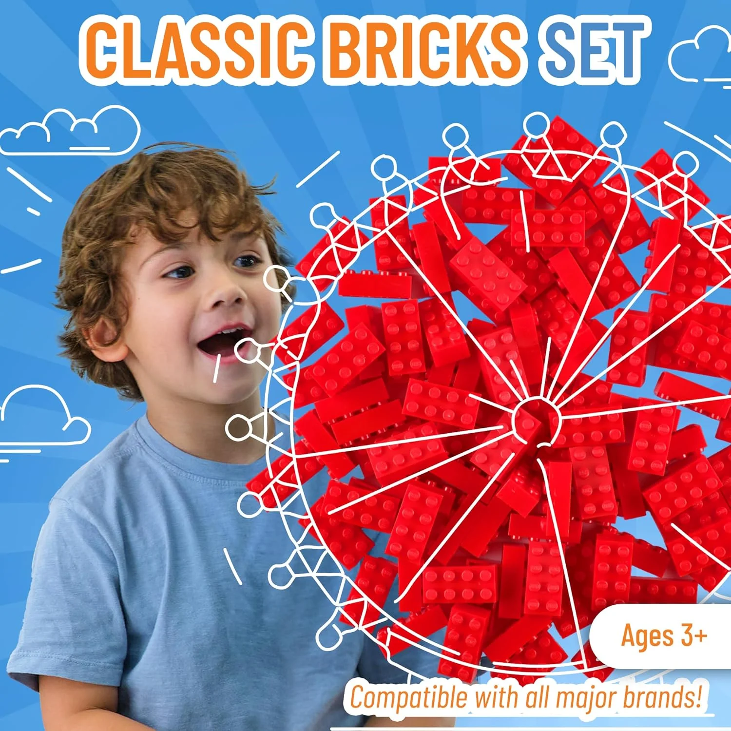 Strictly Briks Classic Building Bricks 96 Piece 2x4in - Red - Image 2
