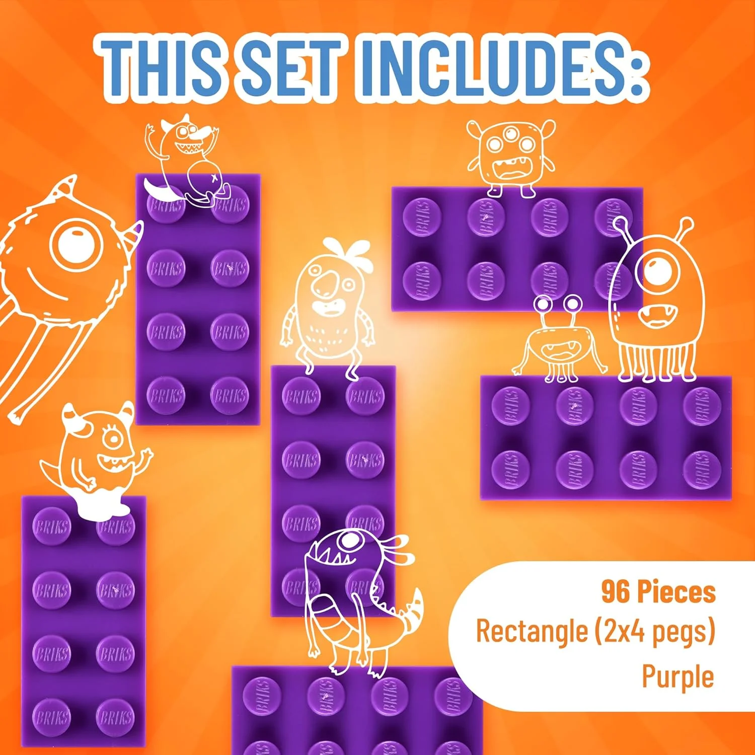 Strictly Briks Classic Building Bricks 96 Piece 2x4in - Purple - Image 3