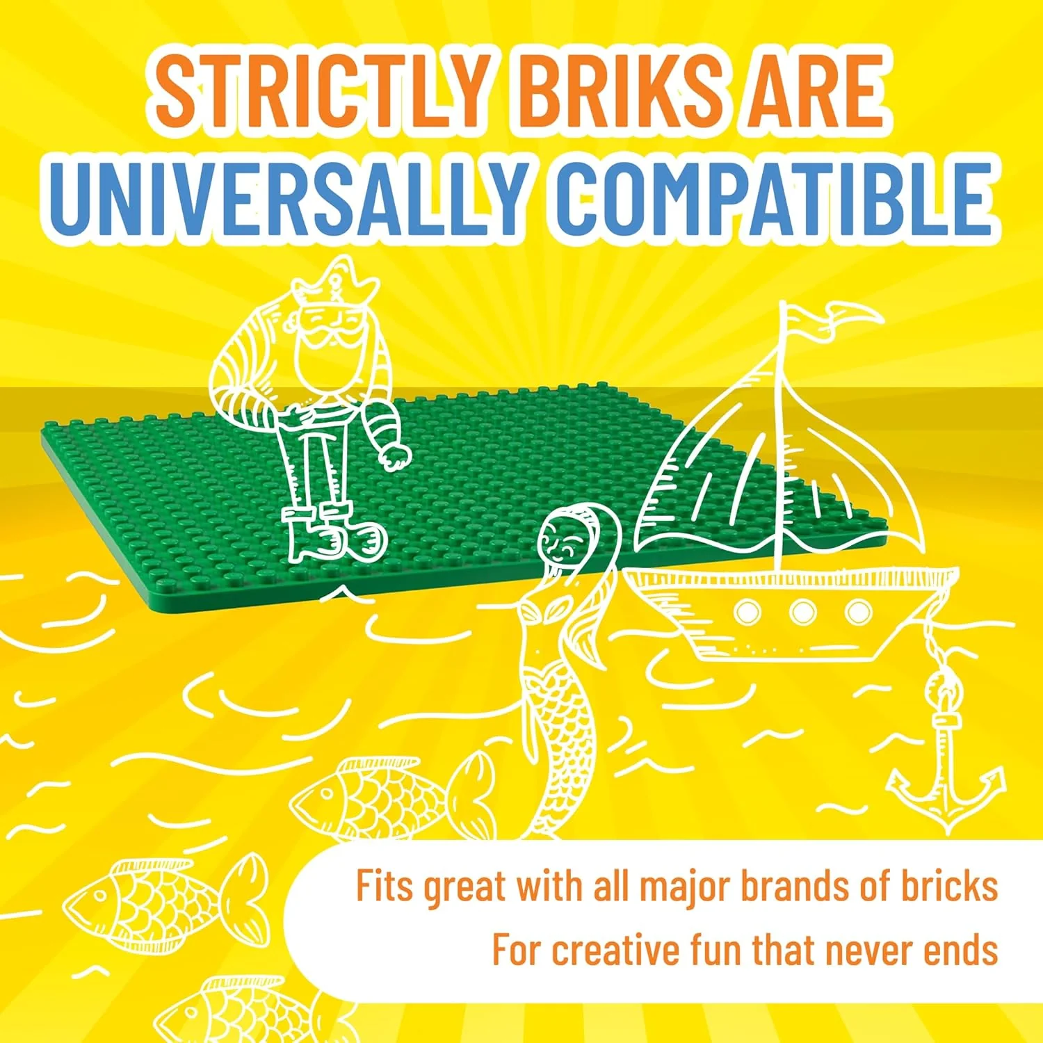 Strictly Briks Classic Big Briks Baseplate 13.75"x16.25" - Green - Image 4