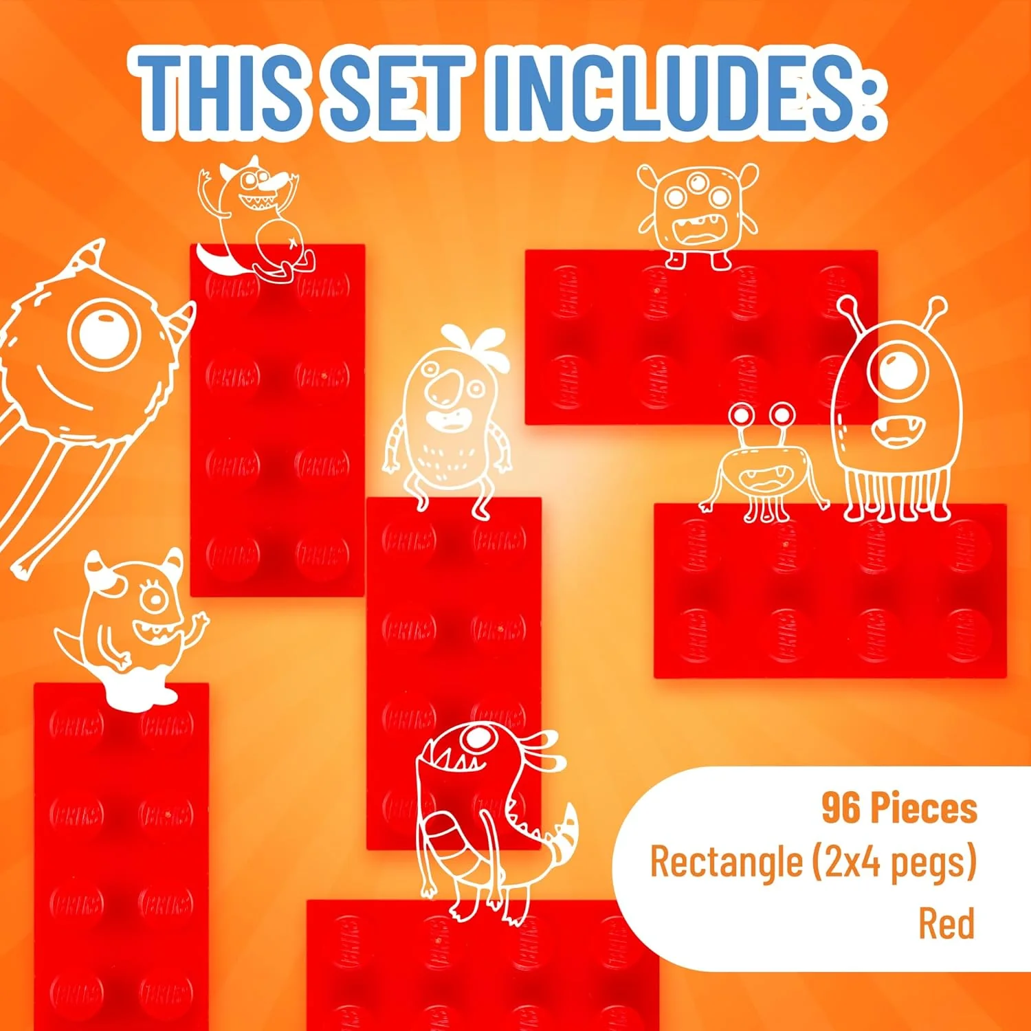 Strictly Briks Classic Building Bricks 96 Piece 2x4in - Red - Image 3