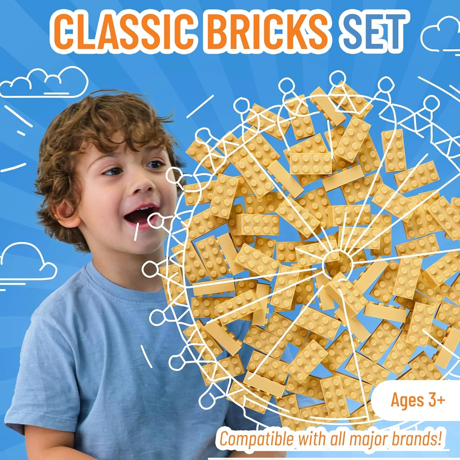 Strictly Briks Classic Bricks 96 Piece 2x4in - Sand - Image 2