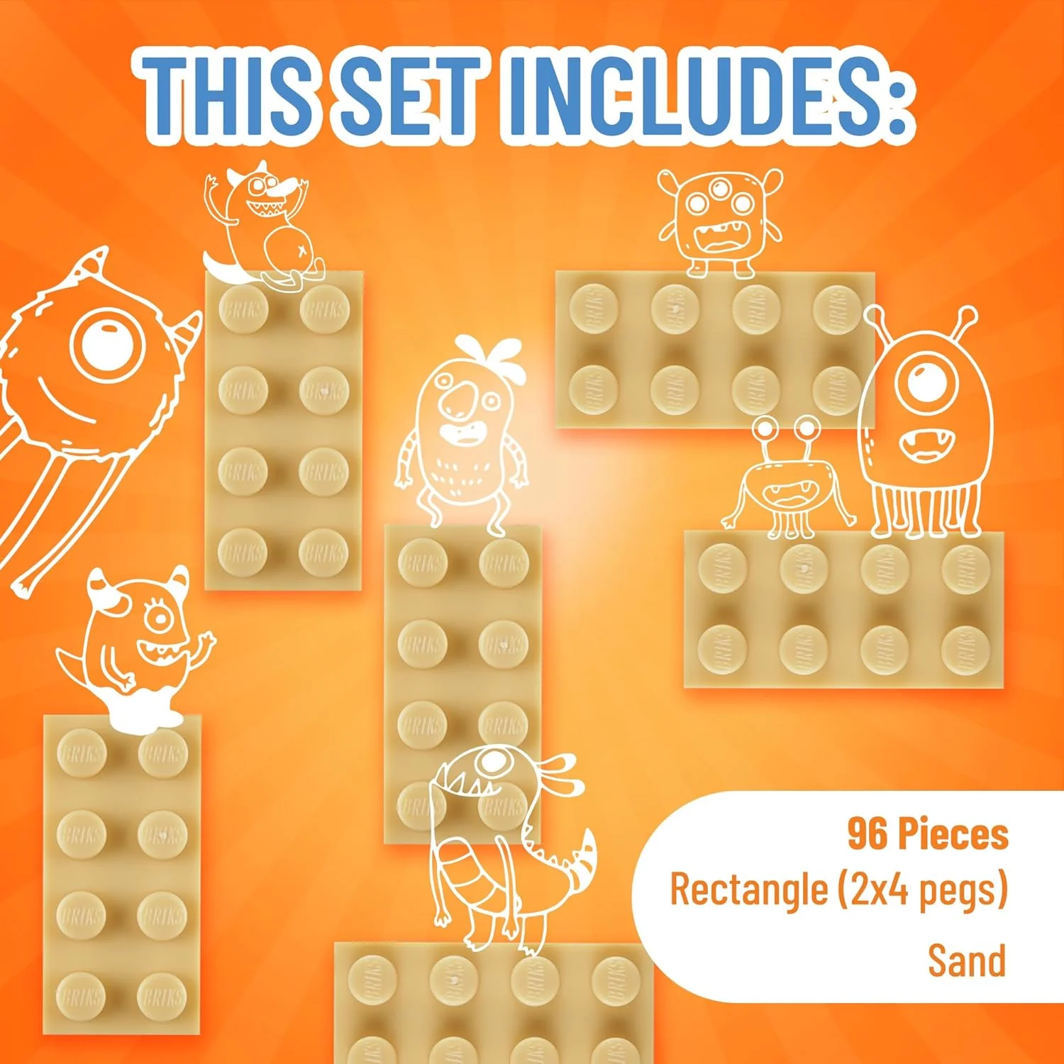 Strictly Briks Classic Bricks 96 Piece 2x4in - Sand - Image 3