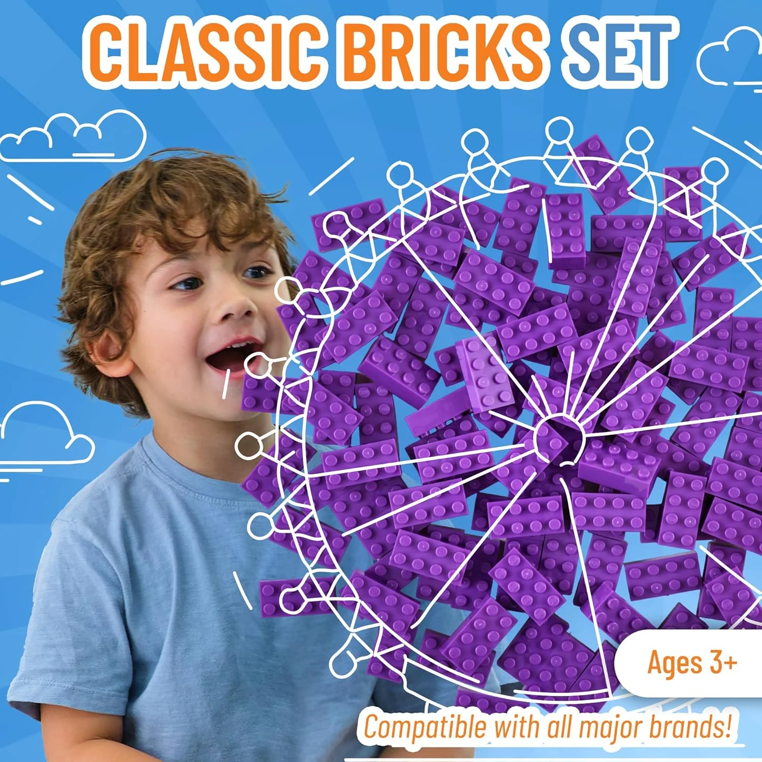 Strictly Briks Classic Building Bricks 96 Piece 2x4in - Purple - Image 2
