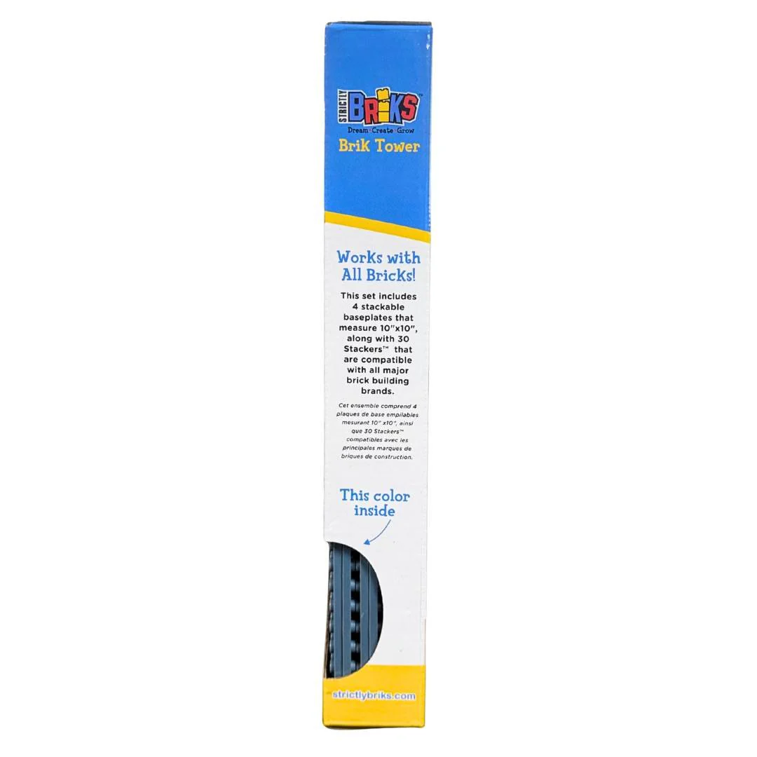 Strictly Briks Stackable Base Plate Bundle - 4 25cmx25cm Plates. 30 Stackers (Grey) - Image 4
