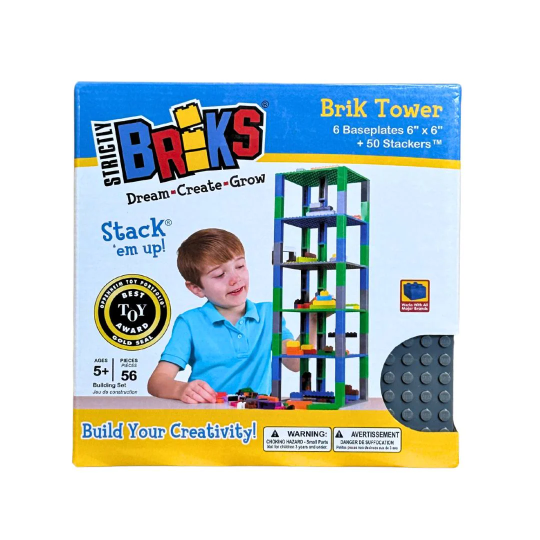 Strictly Briks Stackable Baseplates - 6 Base Plates & 50 Stackers, 15x15cm