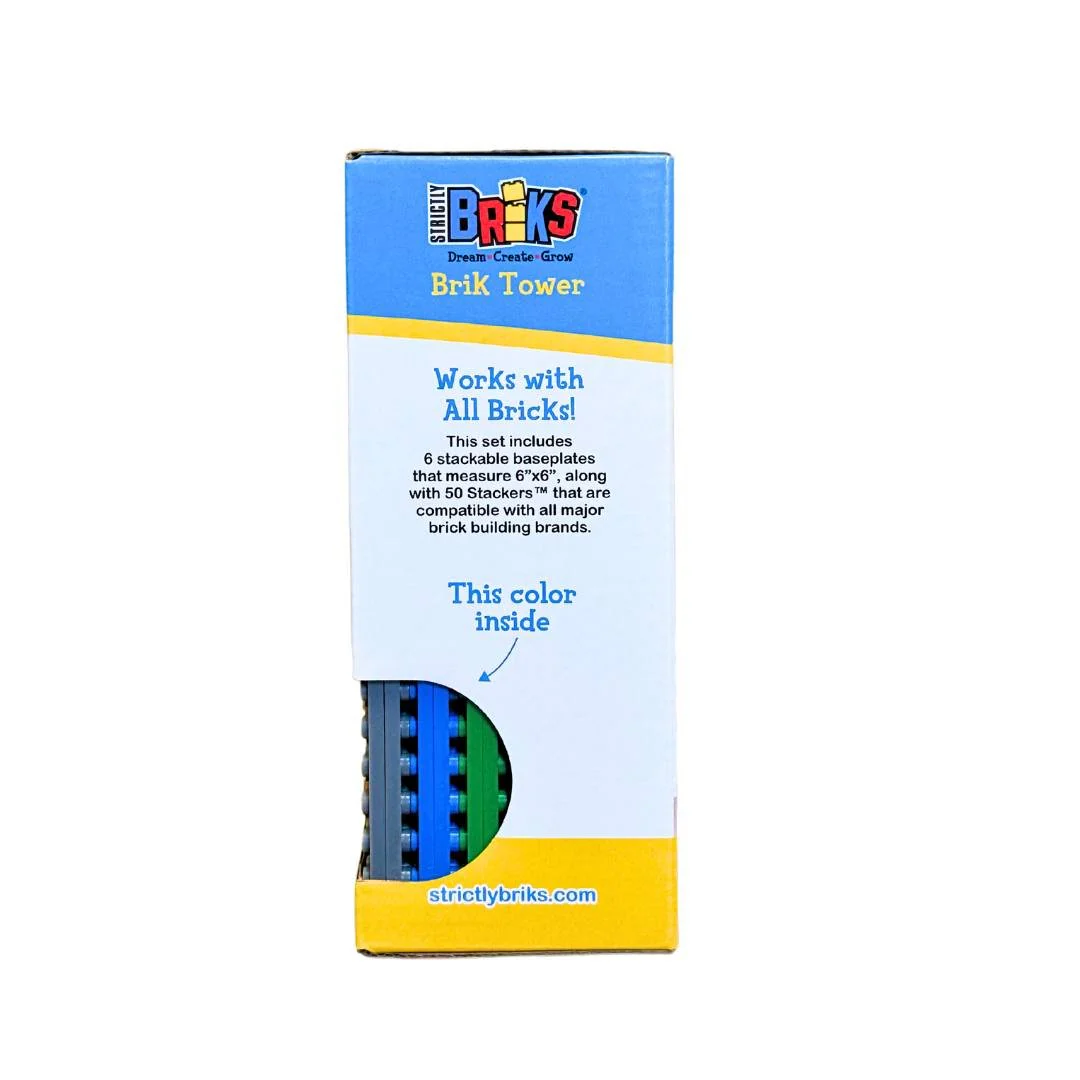 Strictly Briks Stackable Baseplates - 6 Base Plates & 50 Stackers, 15x15cm - Image 2