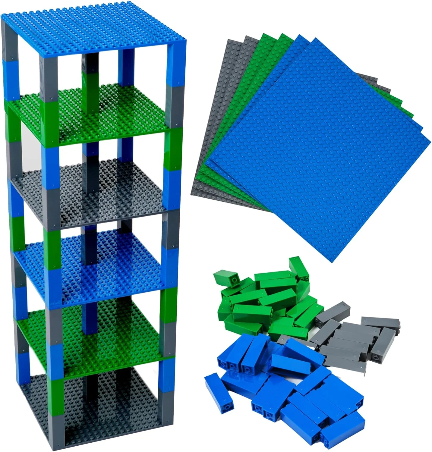 Strictly Briks Stackable Baseplates - 6 Base Plates & 50 Stackers, 15x15cm - Image 3