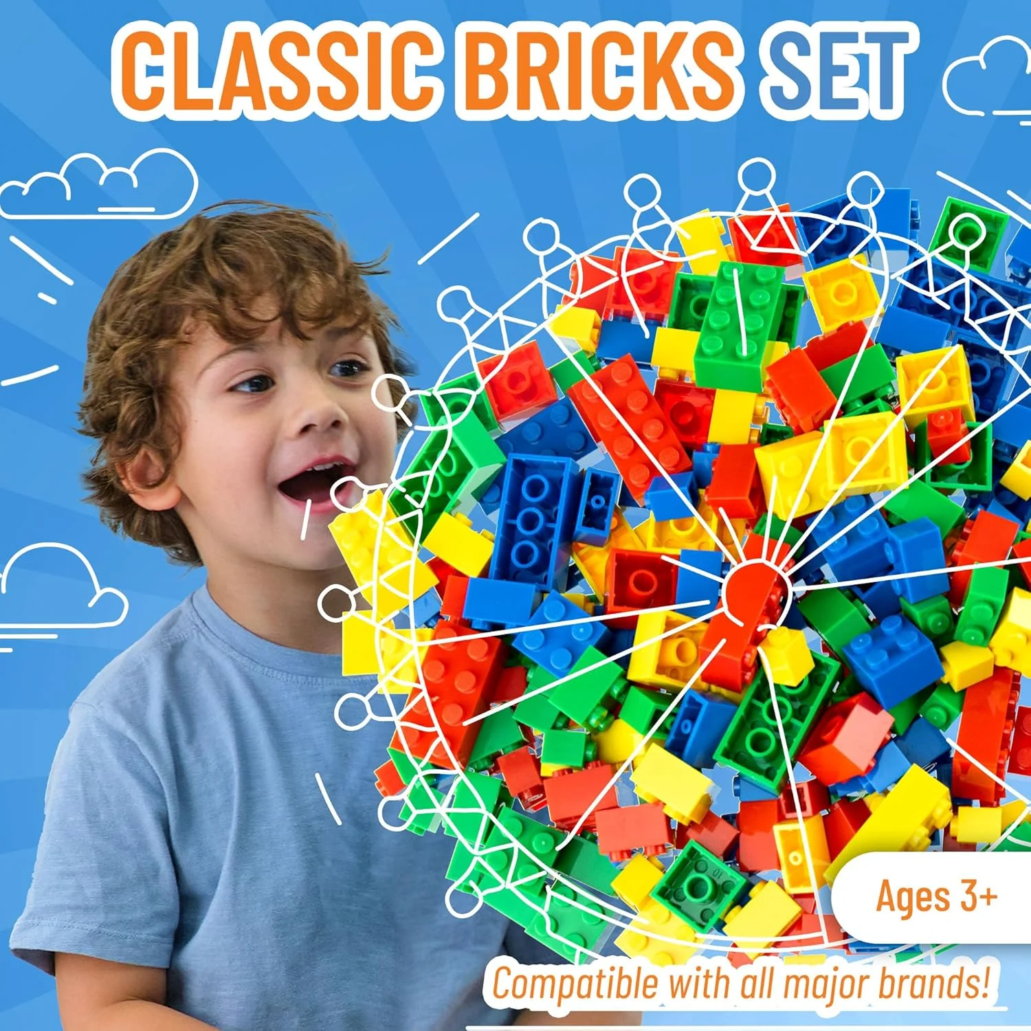 Strictly Briks Toy Building Block, Blue, Green, Red & Yellow - 216 Pieces - Image 3