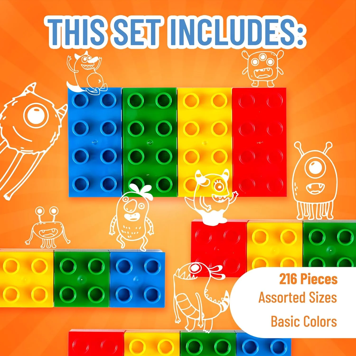 Strictly Briks Toy Building Block, Blue, Green, Red & Yellow - 216 Pieces - Image 4
