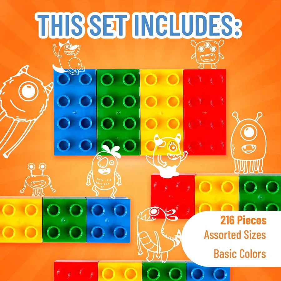 Strictly Briks Toy Building Blocks - 216 Pieces & Baseplate - Image 2