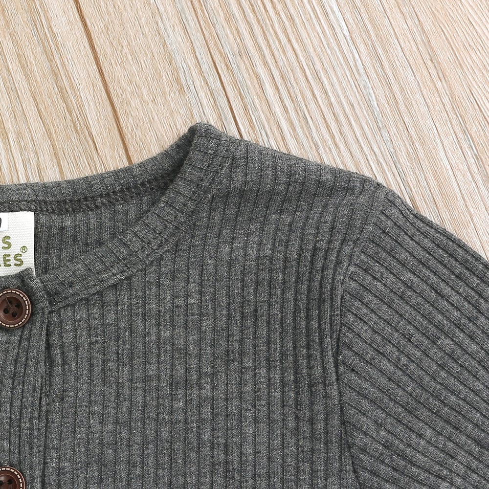 Style My Kid Charcoal Henley-Style Baby Sleepsuit (Various Sizes) - Image 2